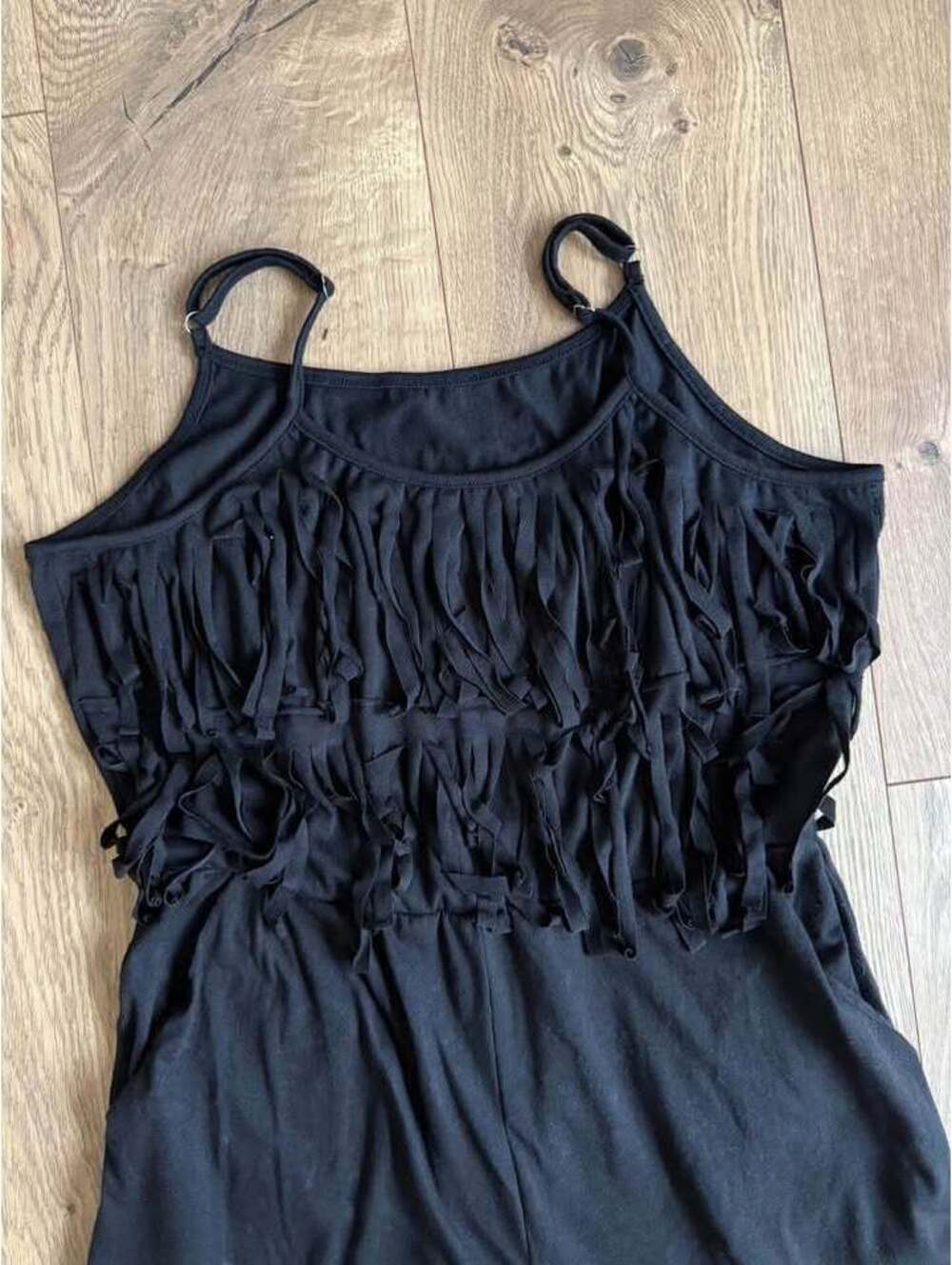 Black fringe romper